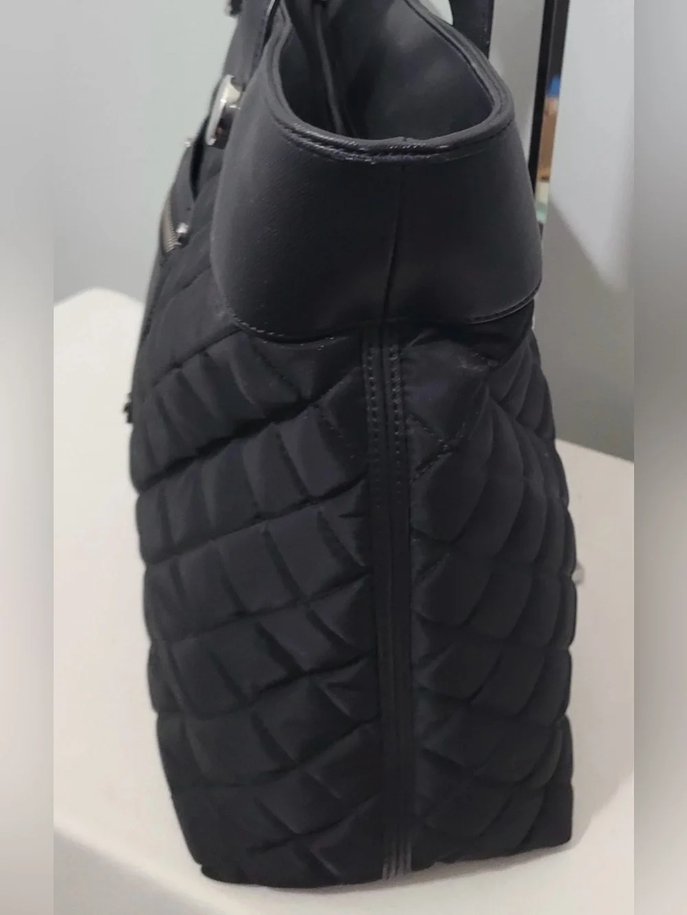 Kimono London Black Quilted Tote Purse Laptop Bag